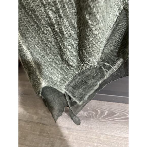 Belle France Sweater Mohair Blend Top XL Embroidery Silk Trim Deep Green Italy - Picture 3 of 7